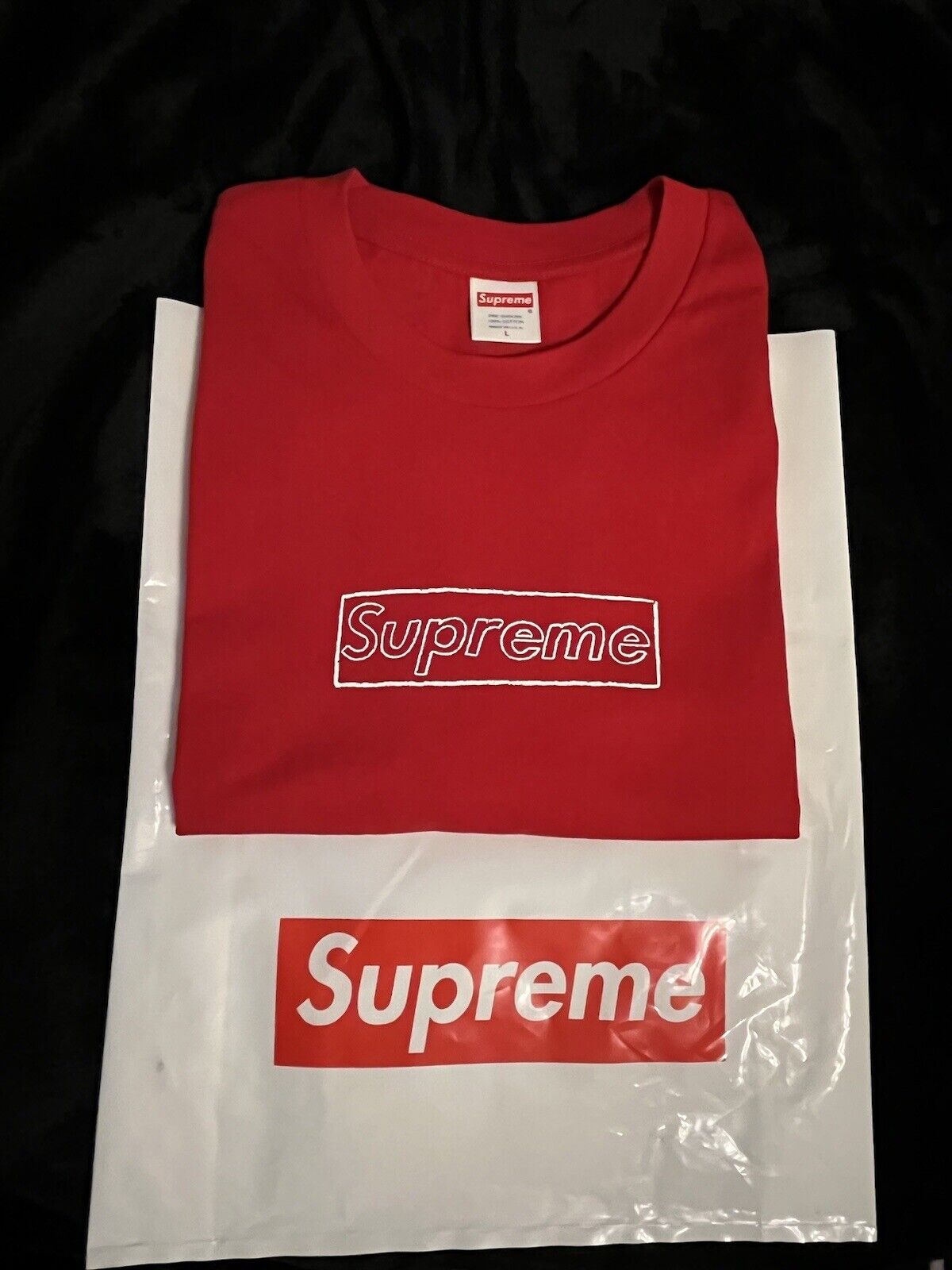 Supreme KAWS Chalk Box Logo Tee Red Size Large Bogo T Shirt L