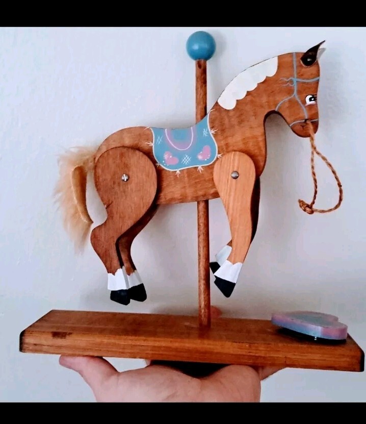 Vintage •Wooden Carousel Horse•10 1/2 inches Tall•Hand Crafted•Great  Condition•