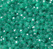 Emerald Sparkle Glitter 8mm Round Faceted Beads 500pc made in USA crafts beading