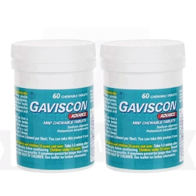 Gavscon Advance Chewable Mint Tablet 60ct- PACK OF 2-EXP-02/2027