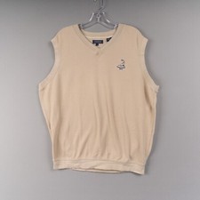 Pinehurst Collection Golf Sweater Vest Mens L Khaki Cotton Putter Boy Logo