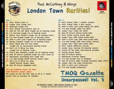 PAUL McCARTNEY & WINGS / London Town Rarities! (2CD HMC) jewel