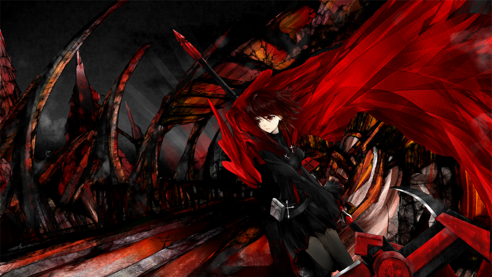 Anime rwby ruby rose red black rooster teeth girls dark CCG Gaming Mat Desk