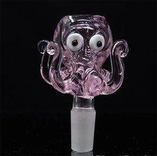 3" Octopus Glass Slide Bowl 14mm Water Pipe Hookah Head Piece Thick Bowl Pink