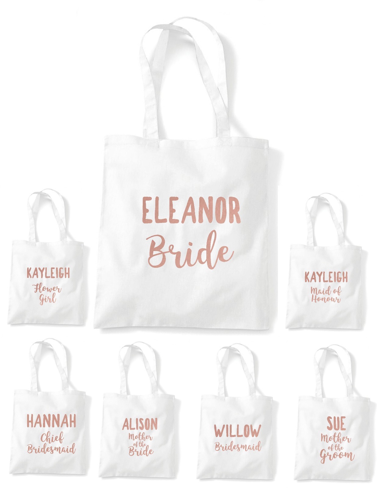 Personalised Bride Tote Bag Rose Gold Longer Handle Storage Bridesmaid Party 101 image 2