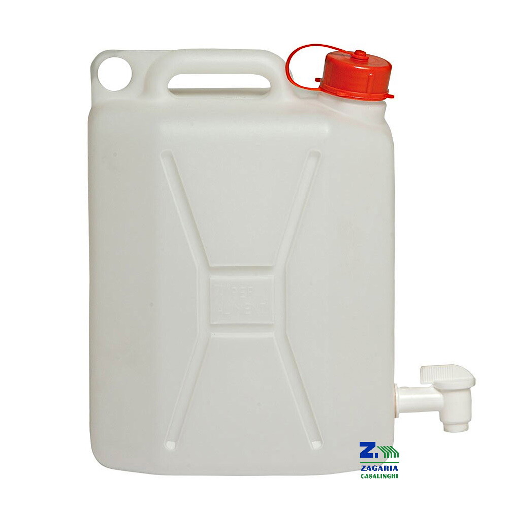 TANICA CONTENITORE FUSTO IN PLASTICA BIANCA PER ALIMENTI 10 LT. CON RUBINETTO