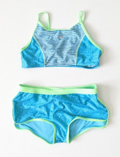 Speedo Girls Two-Piece Swim Set, Turquoise, Big Kids 14