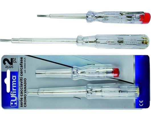 CACCIAVITE CERCAFASE SET 2 TESTER GIRAVITE PIATTO ELETTRICISTA 100-250 V