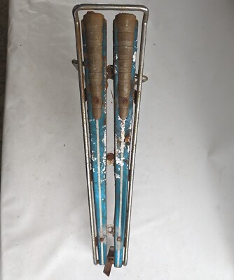 Vtg BICYCLE Rear Rack carrier rocket twin engine exhaust atomic mcm Bike blue