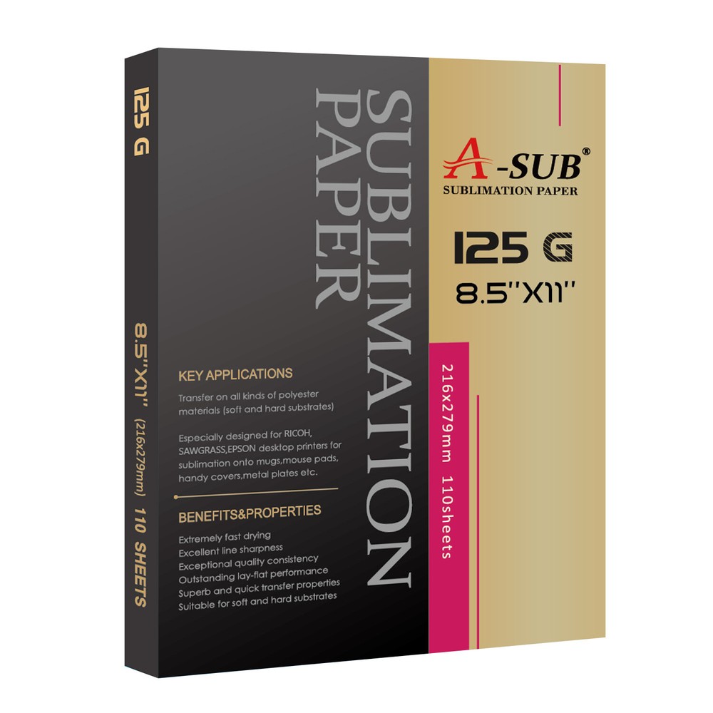 A-SUB 8.5x11 Sublimation Paper 125g 110 Sheets for Inkjet Printers