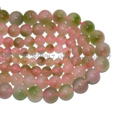 Natural Multicolor Pink Green Jade 8/10/12/14mm Round Gemstone Loose Beads 15''