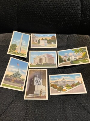 NOS (7) Washington DC Historical Linen Postcards Post Cards Arlington VA