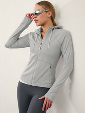 ATHLETA Unstoppable Fleece Lined Full Zip Jacket  Grey Large 818765 NEW
