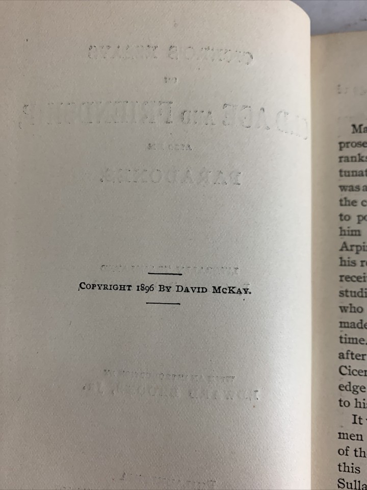 Cicero's Essays on Old Age and Friendship Also His Paradoxes 1896 eBay