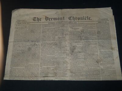 1862 JANUARY 28 THE VERMONT CHRONICLE NEWSPAPER- CIVIL WAR- TYLER DEAD - NP 614E