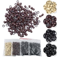 Micro Loop Ring Link Beads Silicone Lined Bead 5mm 6mm for Human Hair Extensions