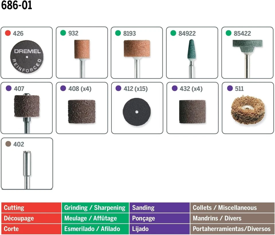 Dremel 686-01 31 Piece Sanding and Grinding Rotary Tool Accessory Kit in Case!! - Image 2 of 2