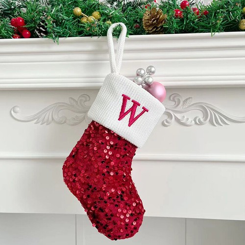 Sequins Christmas Socks Knitting Letter Stocking Christmas Hanging Decoration - Imagen 26 de 48