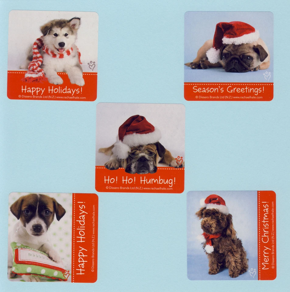 SMILEMAKERS 15 Rachael Hale Dogs and Puppies Christmas - Large Stickers - Party Favors