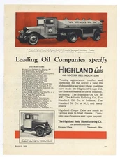 1930 Highland Body of Cincinnati Ad: Refiners Oil Co. Gas Tanker Truck Pictured