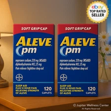 [2 Pack] Aleve PM Caplets Nighttime Pain Relief 220mg Naproxen, 120 CT exp 2026
