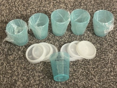 New Tupperware Midgets Set of 6 ~ Sheer Teal 2 oz Containers w/ Clear Seals