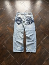 Rare Vintage Y2K Ecko Unltd. Embroidered Baggy Jeans Crazy Skull Men  s 36x32