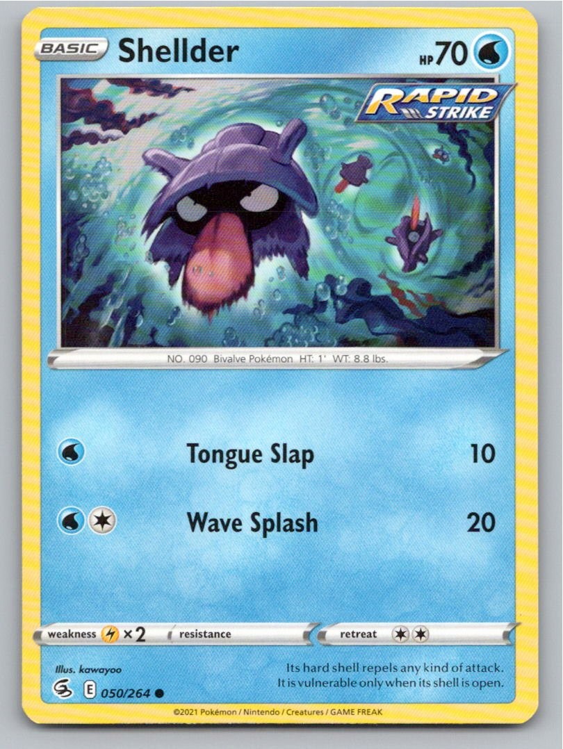 2021 POKEMON SHELLDER FUSION STRIKE 050/264 COMMON NM A51010 FREE S&H
