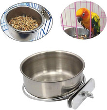 Parrot Feeding Cups Birds Food Dish Stainless Steel Parrot Feeders Water Cage Bo