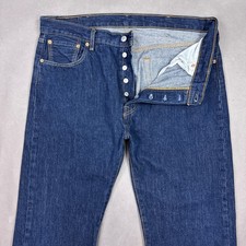 Levis 501 Jeans Mens 38x34 Blue Denim Pants Button Fly Straight Classic Chore