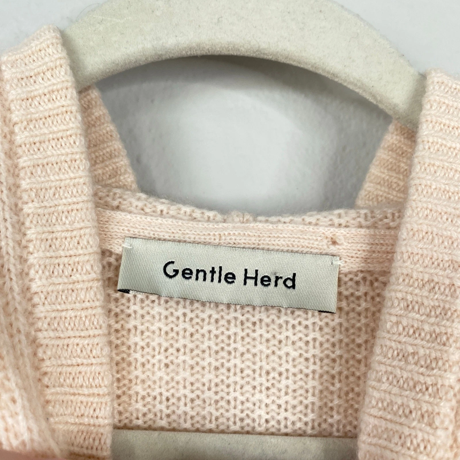 OFF WHITE Felpa con cappuccio GENTLE HERD in cashmere maglia waffle panna pesca taglia media