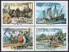 ITALY Scott #1880a Mint NH Se-tenant COLUMBUS BLOCK