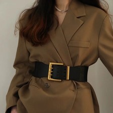 High Quality Elastic Wide Belt Gold Buckle Ladies Suit Coat Girdle Waist Belts