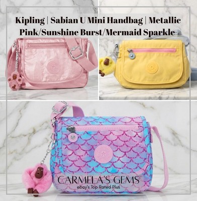 NWT Kipling Sabian U Crossbody Mini Bag - Metallic Pink/Sunshine Burst/Mermaid