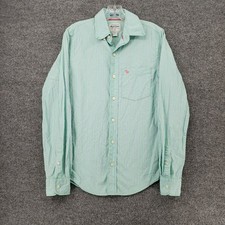 Abercrombie Fitch Button Down Shirt Mens Small Green Muscle Striped Long Sleeve