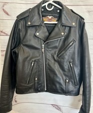 HARLEY DAVIDSON Men  s 44 VINTAGE PANHEAD BLACK LEATHER JACKET 1990s USA Flaws