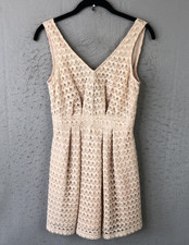 BCBG Generation Dress Women 2 Nude Blush Lace Fit Flare Coquette Feminine NEW