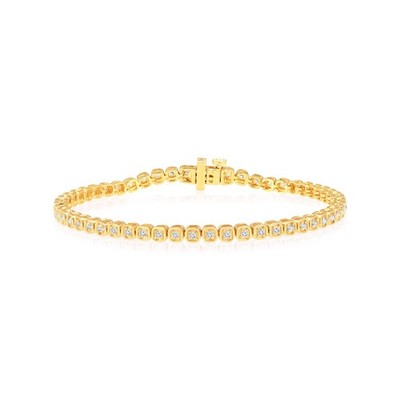 10k Yellow Gold 2Ct Lab Grown Diamond Fashion Bracelet 7'' Gift For Women