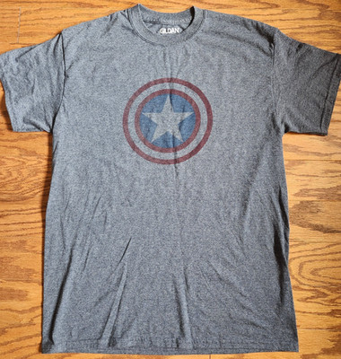 Captain America Denver Broncos Wash Wear T Shirt Classic Distressed Shield Logo