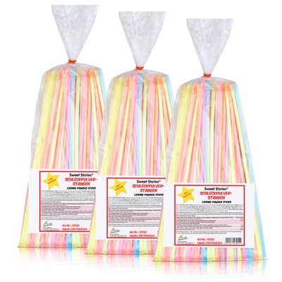 Sweet Stories Schleckpulverstangen 200 Stück - mit Traubenzucker (3er Pack)