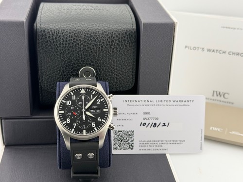 IWC Pilot Chronograph IW377709 43mm Black Dial Stainless Steel Box Papers