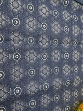 Three Cats 1/4 yard x 34" Blue White Cotton Fabric with Circle Pattern