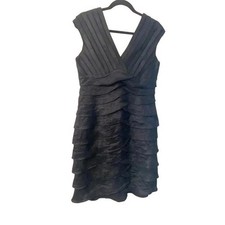 Scarlett Nite, Black Cocktail Dress, Layered Petal Sheath LBD Size 10