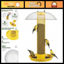 Outdoor Hanging Finch Bird Feeder - Metal Mesh Tube for Thistle  Nyjer Seed, La