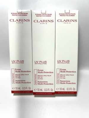 3 X Clarins~UV Plus Anti-Pollution Ecran Sunscreen SPF 50, 0.3 oz 10 ml