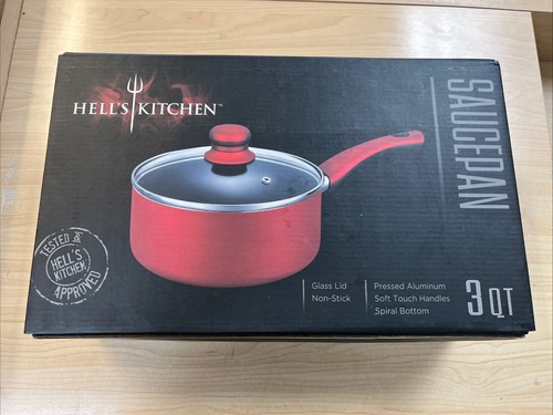 NEU! Hell's Kitchen "ROT" 3 Quart Kochtopf mit Glasdeckel - Soft Touch Griffe