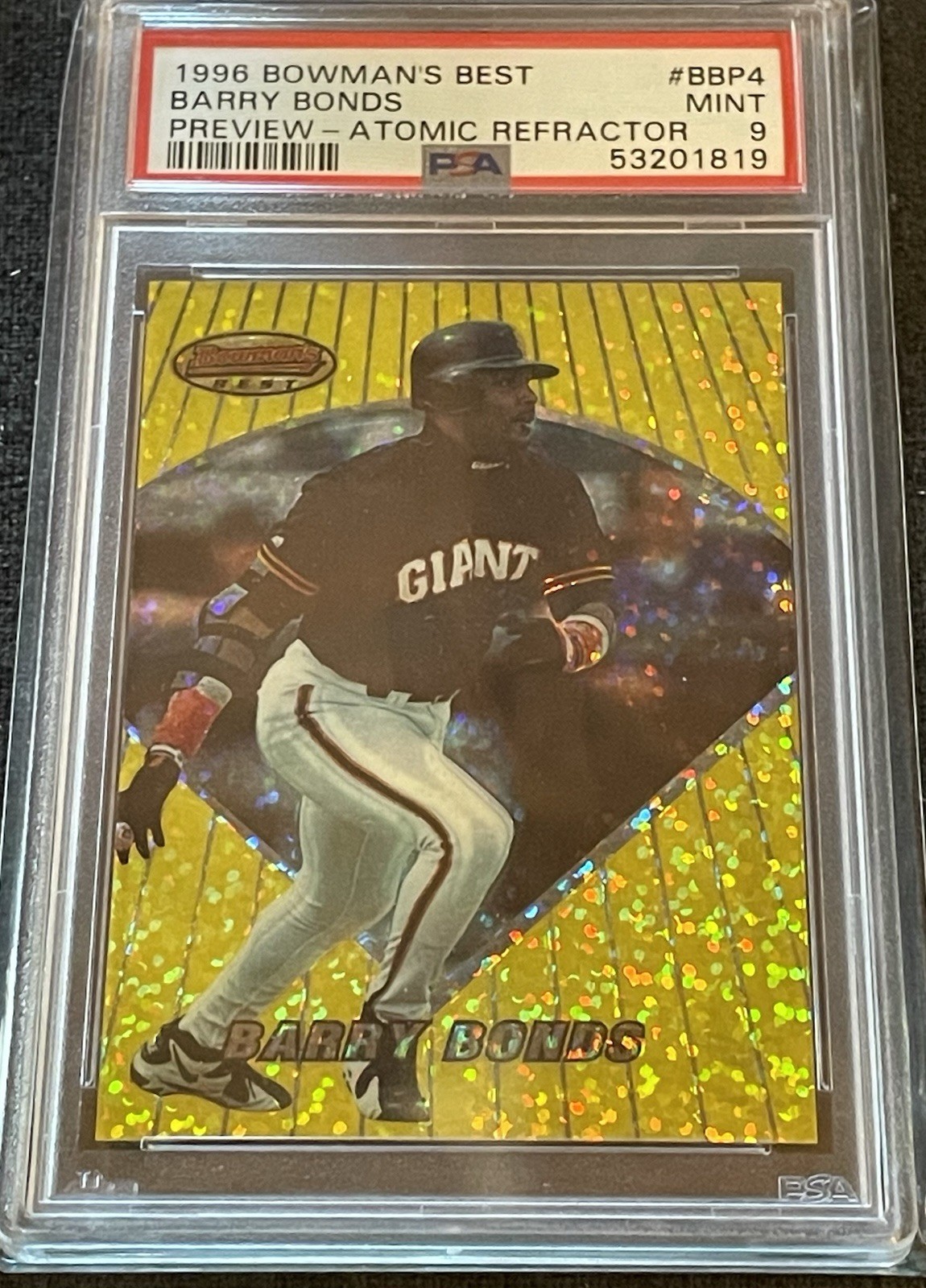 1996 Bowmans Best Preview Barry Bonds Atomic Refractor PSA 9