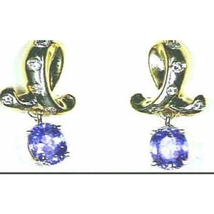 Le Vian 14K Yellow Gold Dangle/Drop Earrings 2 1/4 cts Ceylon Sapphire Diamonds
