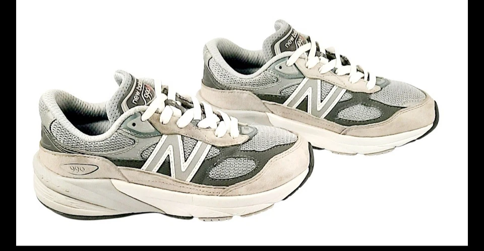 Sapatos New Balance 990v6 Big Kids "Castlerock" cinza camurça tamanho 2.5Y GC99OGL6 - Imagem 4 de 4