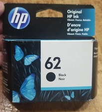HP 62 Black Ink Cartridge New OEM Genuine Exp 2023 - Free Shipping